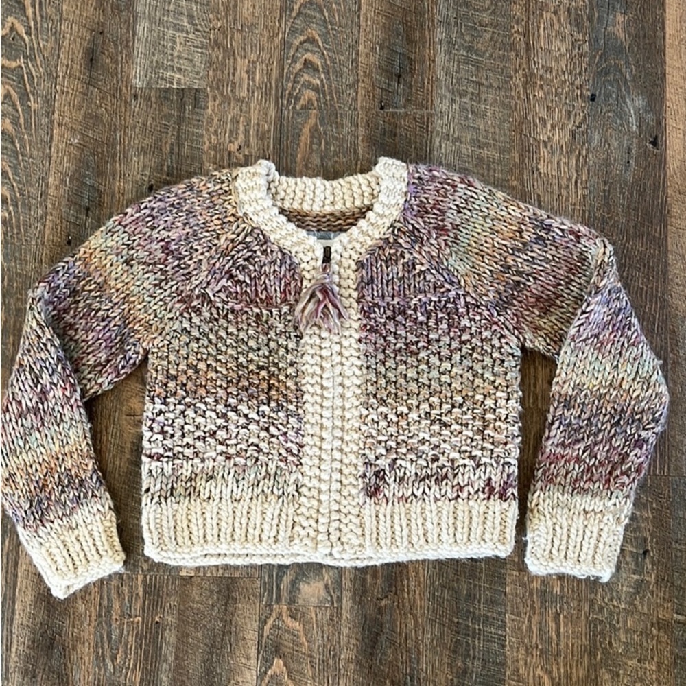 Anthropologie Angel of the North Cropped Zip Up Cardigan